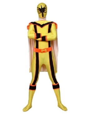 Yellow with Black Lycra Spandex Super Hero Superhero Catsuit