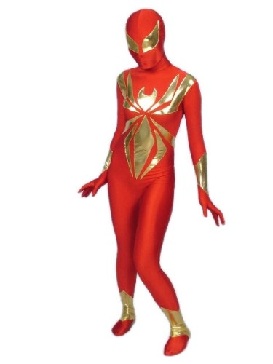 Red and Gold Lycra Spandex Super Hero Superhero Catsuit