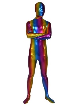 Brilliant Multicolor Zentai Costume Shiny Metallic Male Zentai Suit