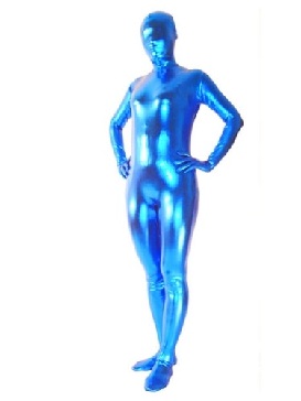 Supply Top Perfect Top Blue Zentai Costume Shiny Metallic Unisex Zentai Suit Holiday Costume