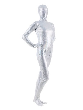 Quality White Zentai Costume Shiny Metallic Unisex Breathable Zentai