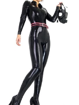 Supply Cheap Latex Army Uniform Style Catsuit with Belt