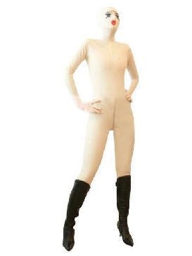 Cream Color Baby Face Full Body Latex Catsuit