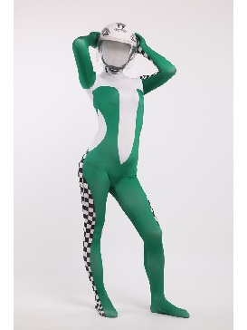 Green Formula One Full Body Morph Costume Spandex Holiday Unisex Cosplay Zentai Suit
