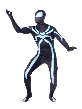 Lycra Black Fluorescence Spiderman Super Hero Full Body Spandex Unisex Spiderman Catsuits