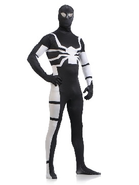 Halloween Full Body Tights Black and White Spiderman Super Hero Spandex Holiday Unisex Lycra Catsuits