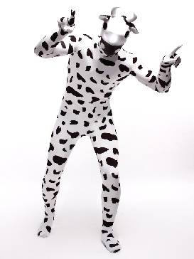 Black and White Dots Cow Cartoon Full Body Morph Costume Halloween Spandex Holiday Unisex Cosplay Zentai Suit