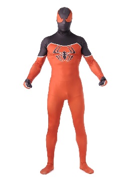 Full Body Super Hero Costume Orange and Black Spiderman Spandex Unisex Lycra Spandex Spiderman Catsuit
