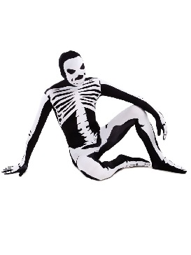 Black and White Skull Full Body Morph Costume Halloween Spandex Holiday Unisex Cosplay Zentai Suit