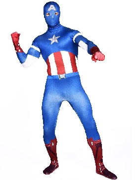 Blue Captain America Full Body Morph Costume Halloween Spandex Holiday Unisex Cosplay Zentai Suit
