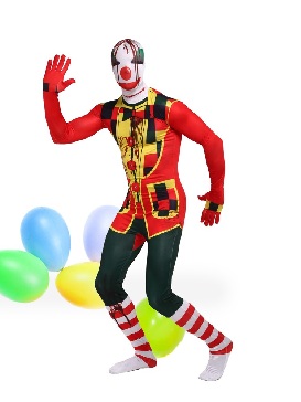 Colorful Clown Full Body Morph Costume Halloween Spandex Holiday Unisex Cosplay Zentai Suit