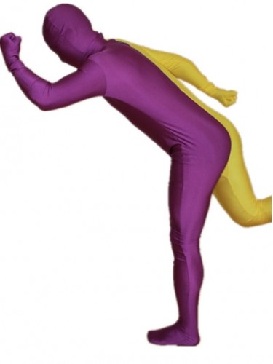 Purple and Yellow Split Halloween Holiday Cosplay Unisex Lycra Spandex Morph Tights Zentai Morph Suit