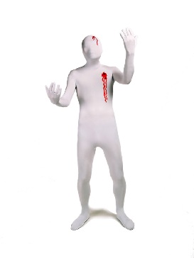 White Gun Shot Blood Full Body Morph Costume Halloween Spandex Holiday Unisex Cosplay Zentai Suit