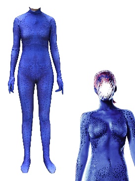 3D Printed X-men Blue Spotted Magic Girl Cosplay Halloween Costume