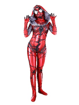 Halloween 3D Printing Red Venom Cloak Big Spider Costume Cosplay Zentai Suit