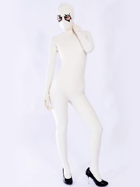 Halloween costume White Unisex full body zentai suit Latex Catsuits