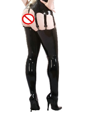 Black Sexy Bandage Fetish Latex Rubber Latex Stocks Fashion Clubwear Latex Stockings