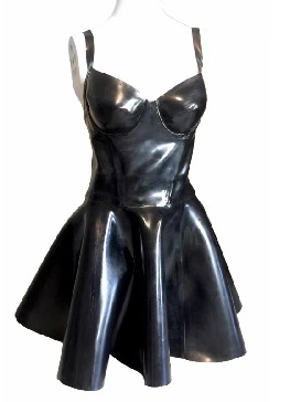 Rubber Fetish Clothing Woman Sexy Fetish Rubber Pleated Open Back Mini Latex Dress