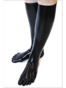Natural Latex Fetish Socks Black Long Stockings with 5 Toes Adult Unisex Long Stockings