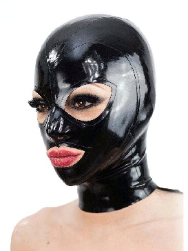 Fetish Erotic Latex Head Cover Open Eyes Open Mouth Latex Mask with Zipper Latex Costume