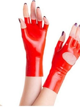 Rubber Fetish Latex Unisex Short Gloves Finger Halloween Cosplay Red Gloves Custom-made