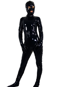 Black FullBody Halloween PVC Unisex Catsuit latex look catsuit