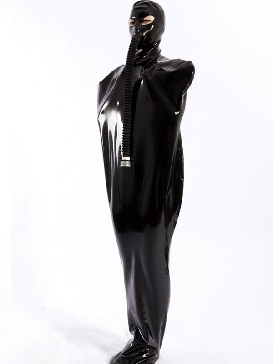 Halloween Costume Black Latex Sleevesless Catsuit Unisex full body Latex Catsuit