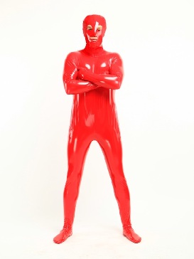 Zentai Suit Red Unisex Open Mouth Open Eyes Halloween PVC Catsuit Zentai Costumes