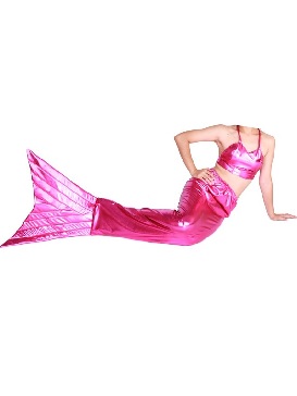 Rose Red Tail Mermaid Shiny Metallic Animal Costume