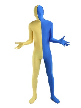 Halloween Blue and Yellow Zentai costume Full Body Lycra Spandex catsuit zentai suit