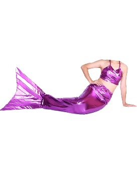 Halloween Fuchsia Shiny Metallic Tail Mermaid Animal Zentai costume