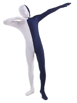 White Navy Lycra Spandex Halloween Zentai Suit Unisex Full Body Costume