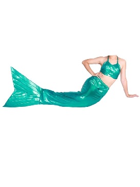 Halloween Green Mermaid Tail Shiny Metallic costume