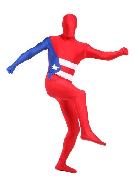 Halloween Red Cuba Flag zentai costume Full Body Lycra Spandex zentai suit