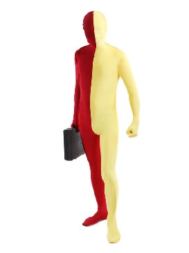 Halloween Red and Yellow costume Full Body Lycra Spandex Zentai Suit