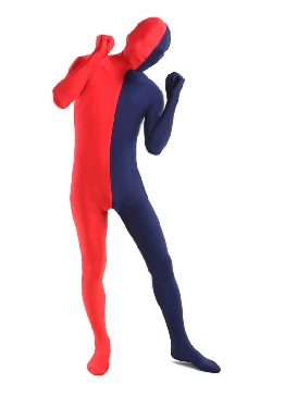 Halloween Red Navy split costume Lycra Spandex Full Body Zentai Suit
