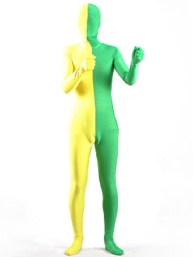 Halloween Color Blocking Patchwork split costume Full Body Lycra Spandex zentai suit