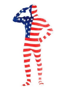 American Flag Print Zentai Cosplay Full Body Lycra Spandex Catsuit Zentai Halloween Costume