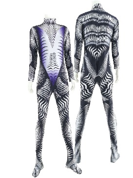 Halloween bodysuit black and white texture striped cosplay zentai suit