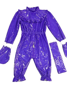 Aldult Sissy Lockable Bloomers Jumpsuit Zipper Waist Elastic Shiny PVC Bodysuit with Gloves Maid Zentai Halloween Costume