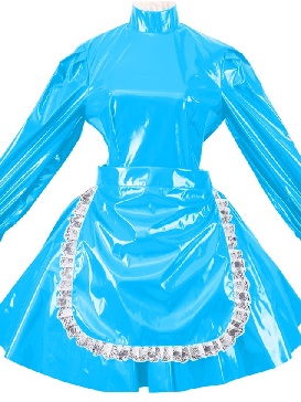 Women Lolita Lace Apron Dress Gothic Mini Dresses PVC Wetlook Maid Outfit Cosplay Halloween Costume