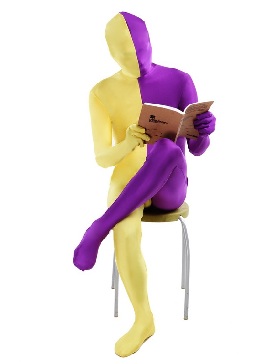 Purple Yellow Split Full Body Lycra Spandex Halloween Zentai Suit