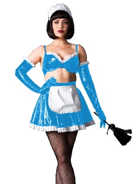 Women PVC Lolita Dress Maid Uniform Maid Halloween Cosplay Costumes with Gloves