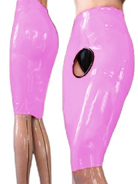 Women Shiny Halloween PVC Skirts Slim Skirt Front Hole Back Zipper Knee Length Midi Skirts