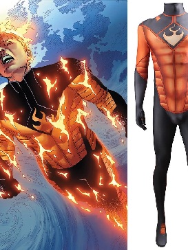 Hero Thunderfire Human Torch Bodysuit Halloween Cosplay Costumes