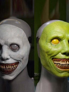 Mask Cos Smile Exorcist White Eyes Funny Latex Half Face Head Cover Halloween Horror Mask