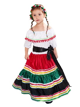 Supply New Style Day of the Dead Play Dress Mexican National Little Girl Dress Halloween Party Costume