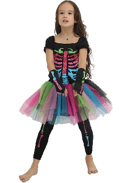 Supply Halloween Halloween Halloween Colorful Female Skeleton Costume Supply