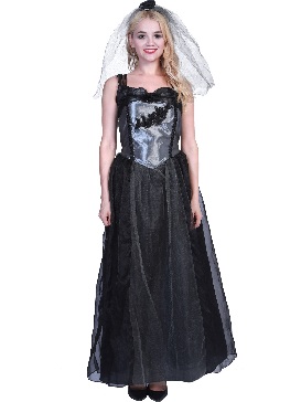 Supply Halloween Dress Up Black Ghost Bride Costume Halloween Holiday Party Cosplay Costume