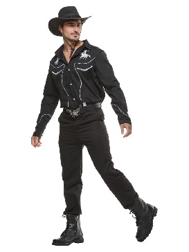 Supply Western Denim Shirt Outfit Halloween Costume Bar Party Occupation Male Man Drama Costume Attire